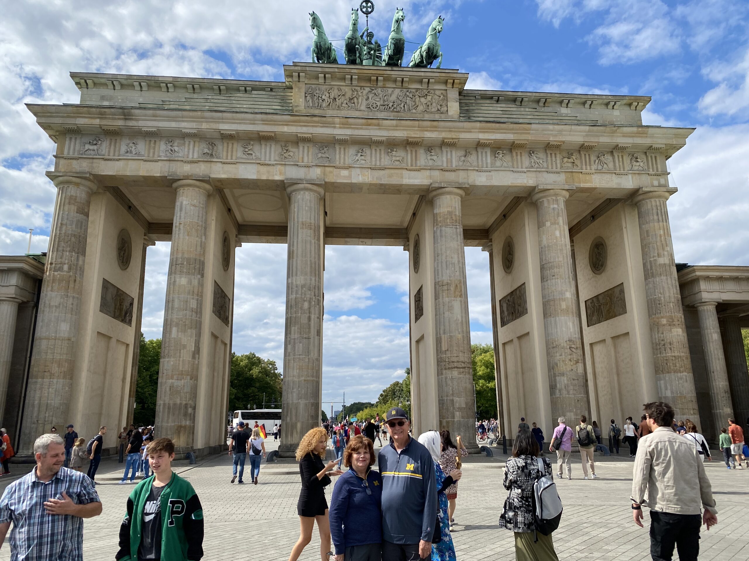 Dave Satwicz, ’70, and Marti Camp Satwicz, ’71, visited Germany’s Brandenburg Gate in Berlin, Germany, in September 2022.
