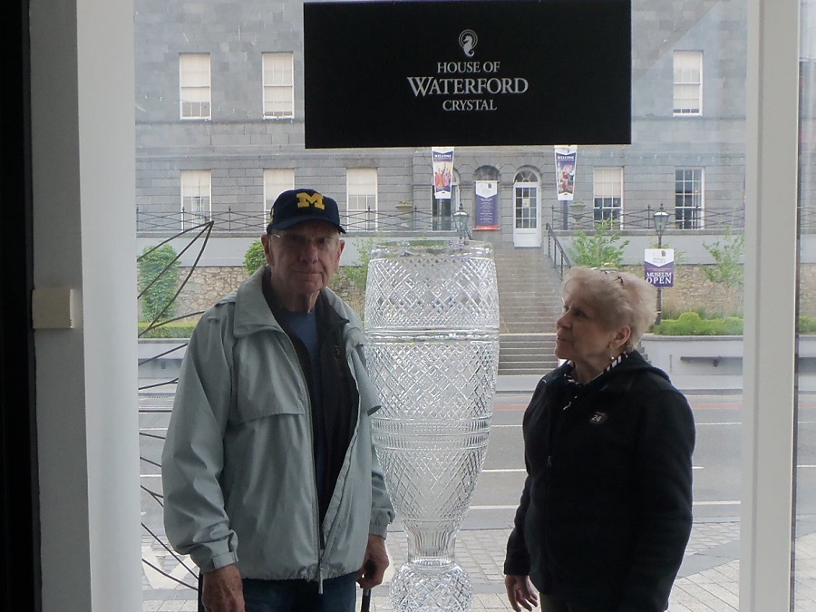 Roland Schneider, ’57, MBA’58, and Nancy Schneider, ’58, at the House of Waterford Crystal in Cork, Ireland, in April 2017.