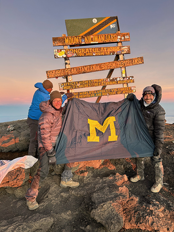 Tim Schuster, ’94, MDRES’04, and Dave Taub, ’95, MDRES’06, MBA’07, climbed to the peak of Mount Kilimanjaro, the tallest mountain in Africa at over 19,340 feet.