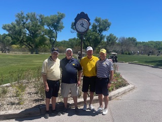 Wolverine friends got together for another annual trip recently, this time for some rounds of golf in the historic town of Tubac, Arizona, where the 1996 film “Tin Cup” was filmed. From left to right are Mark Livezey, ’73, Bryce McClellan, ’74, Jim Sellgren, ’73, and Carl Roehling, ’73, MARCH’74.