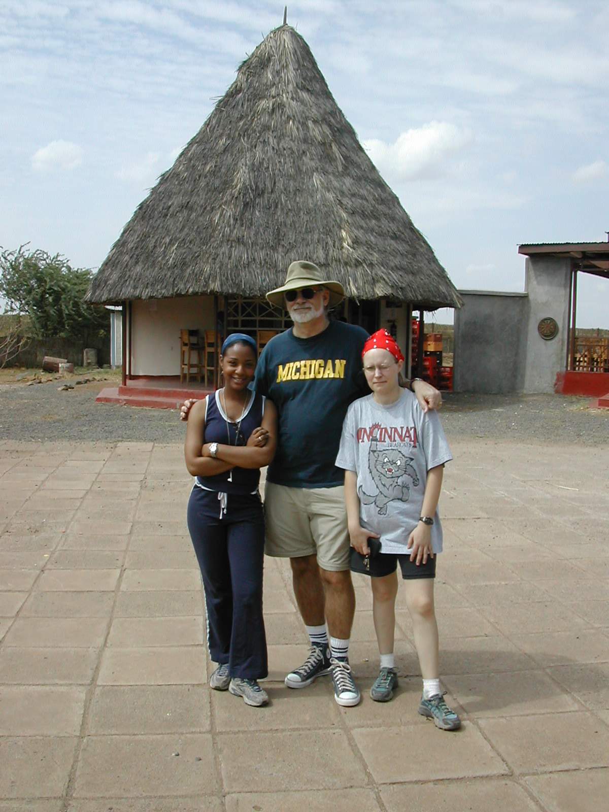Taking a pause from a service trip, Michael Shaul, ’71, posed for a photo with co-workers Tanya Hamilton and Beth Mura at the Kakuma Refugee Camp in northwest Kenya.