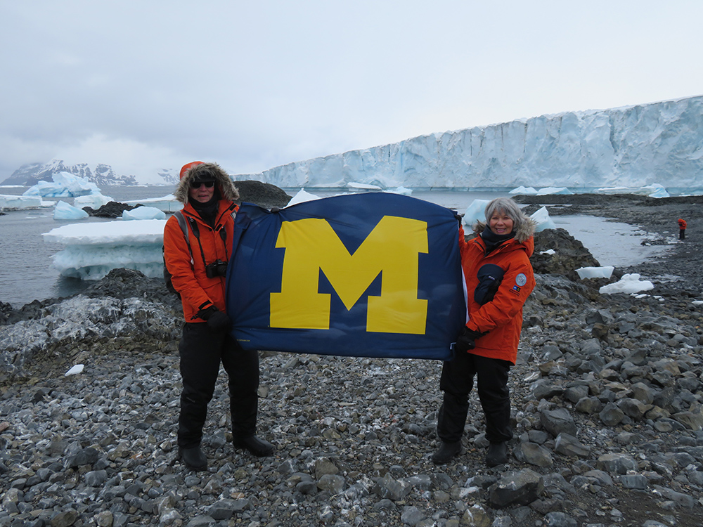 Linda Sieh, ’64, and her husband, David, stood on the Brown Bluff of Antarctica.