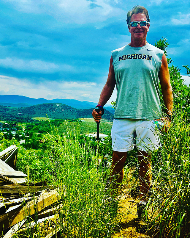 Richard J. Simons, MDRES’84, kept U-M close to his chest during a hike in Park City, Utah.