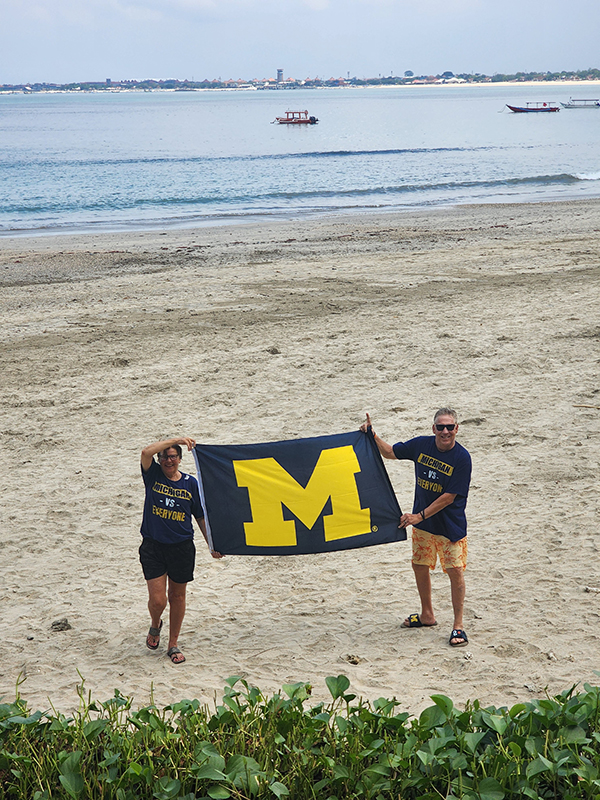 In November, Kathy, ’81, and Pete Sittnick, ’81, enjoyed Ohio State’s football loss to U-M from the beaches of Jimbaran Bay, Bali.