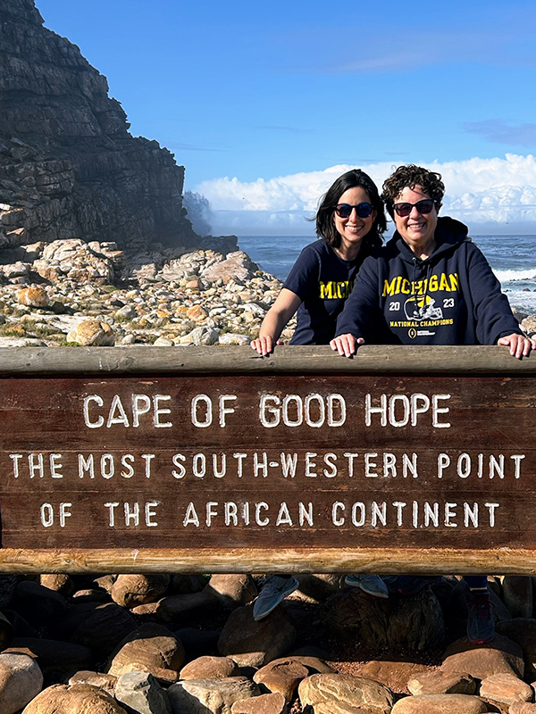 Annie, MBA’13, and Debra Snider, ’76, hailed from the Cape of Good Hope in South Africa this past May.