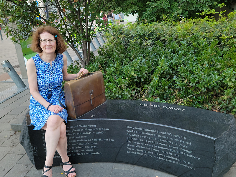 During a recent trip to Budapest, Hungary, Susan Perry, ’75, stopped to honor the life-saving work and memory of Raoul Wallenberg, ’35, at his memorial in Elizabeth Square. Wallenberg coordinated the rescue of tens of thousands of Jews from the region during World War II.