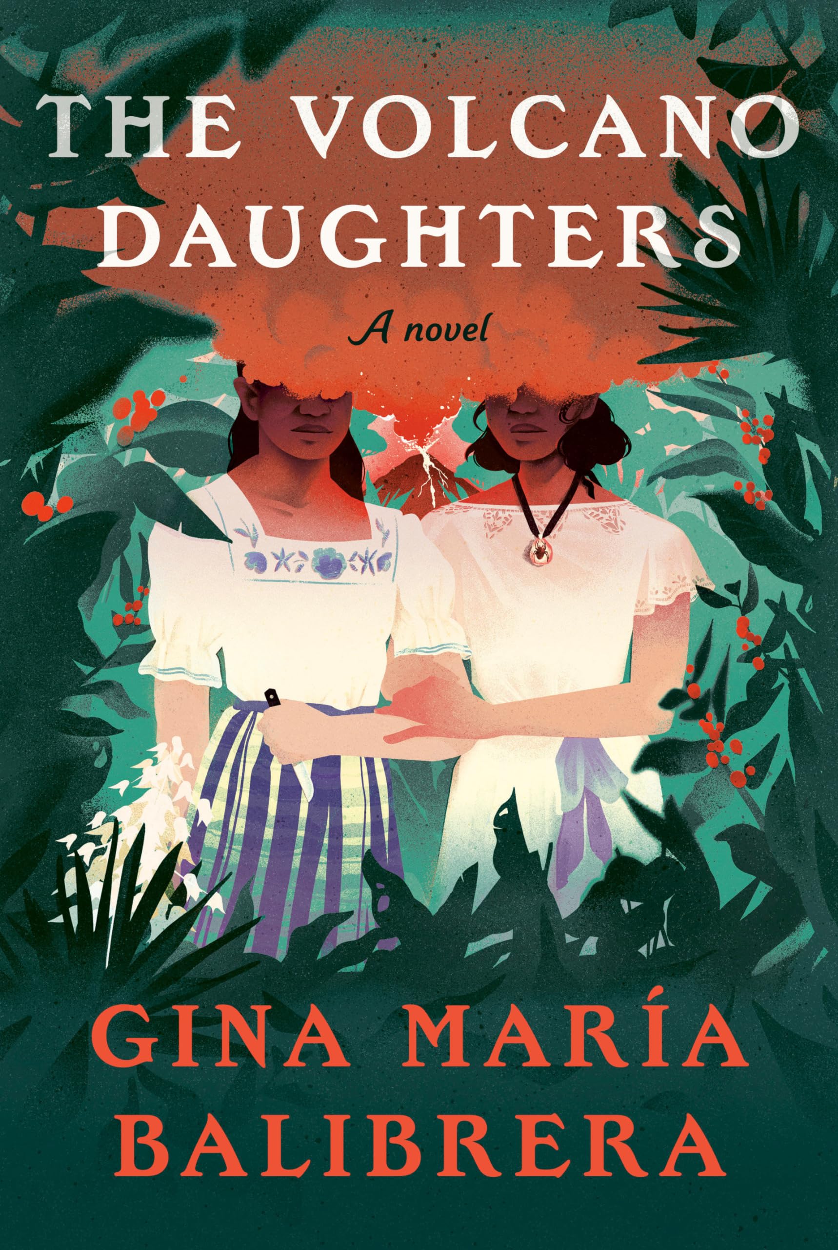 Cover of "The Volcano Daughters" featuring illustrated women standing near each other surrounded by greenery. 