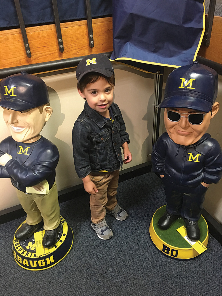 Avi, son of Eric Feldman, ’02, may be on the path to becoming the next great Wolverine football coach when he grows up and returns to Ann Arbor!