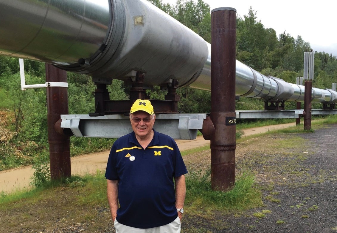 In June, Howard Thomas, ’65, MSE’66, took his younger daughter and photographer-for-the-day, Karin, to view an elevated segment of the Trans-Alaska Pipeline just north of Fairbanks, Alaska. Howard helped engineer the pipeline system in the 1970s.