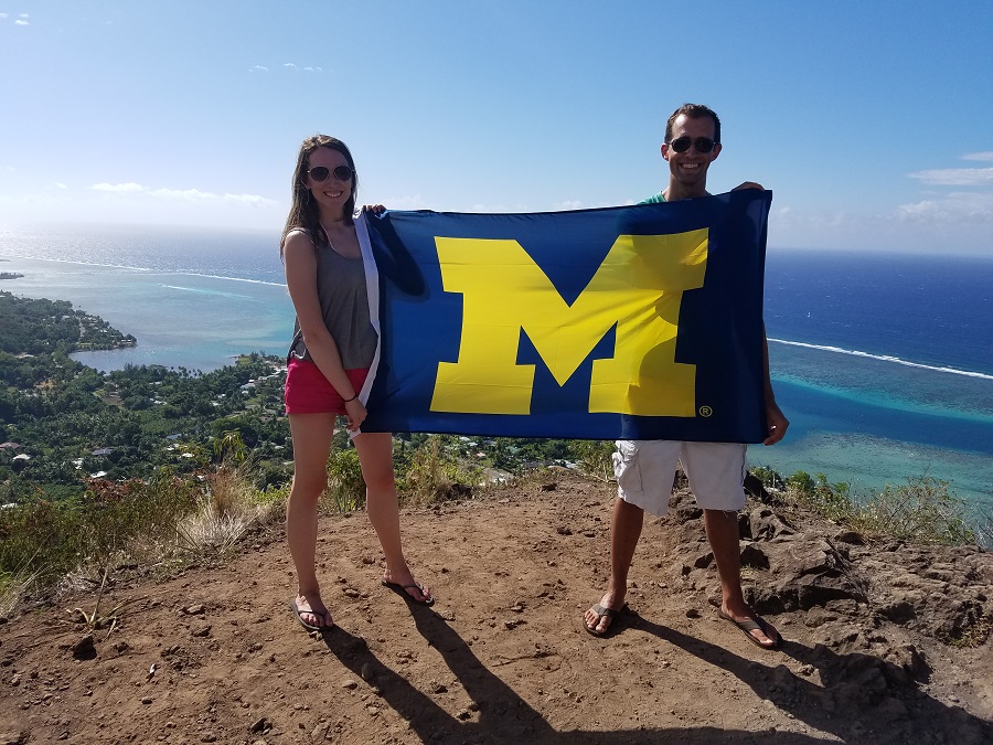 Erik Walker, ’12, and Kristen Walker, ’12, on their honeymoon in Moorea, an island off Tahiti, in September 2016.