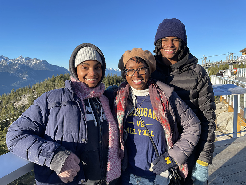 Jenel Steele Wyatt, ’98, MD’02, took her children, Camille and Malcolm, on vacation in Vancouver, British Columbia, for the Thanksgiving holiday. They also enjoyed watching the Wolverines defeat the Buckeyes.