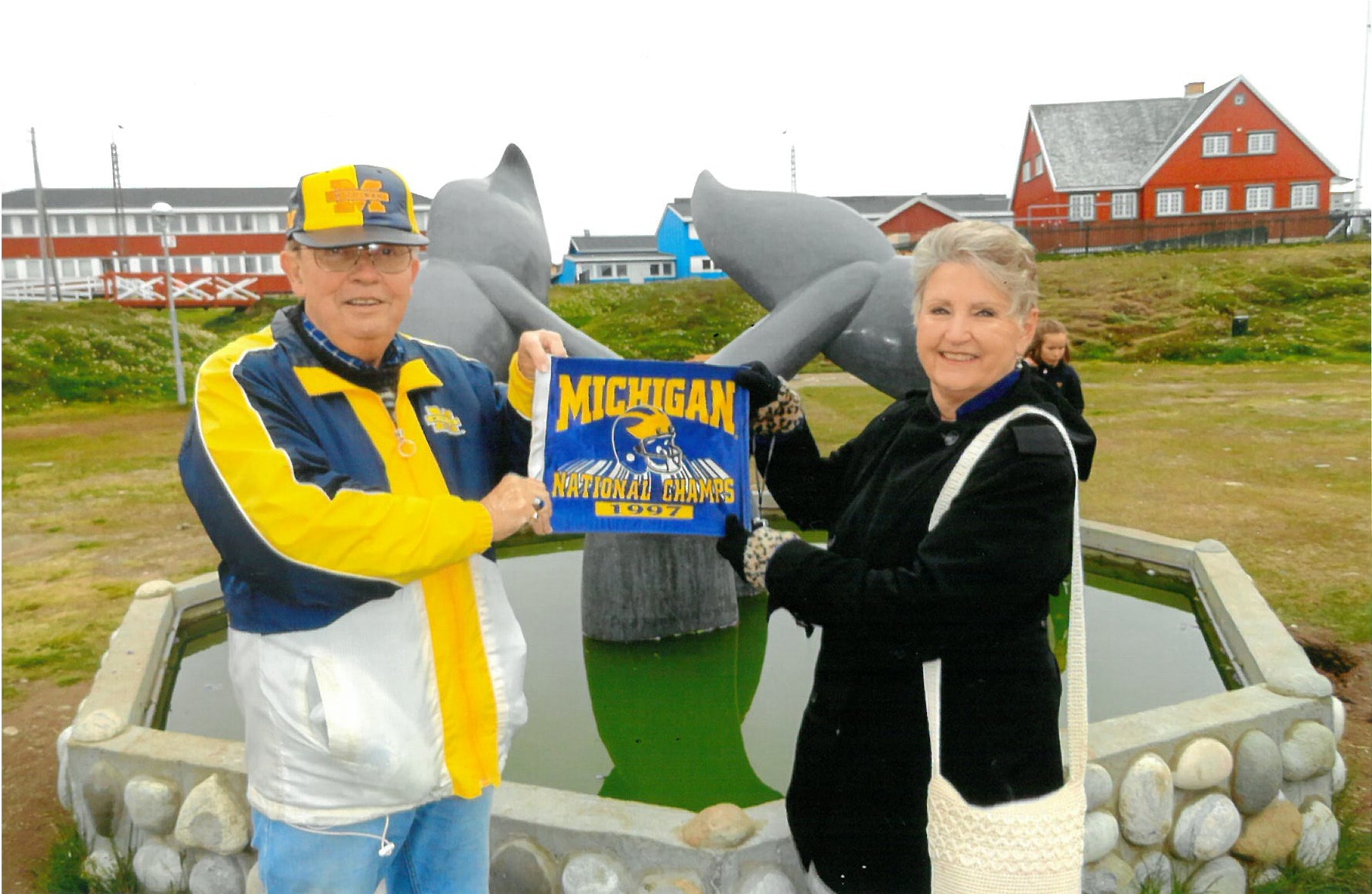Jack, ’60, and Carol Zurawka, ’63, proudly displayed the Maize and Blue in Greenland during their July 2016 cruise tour.