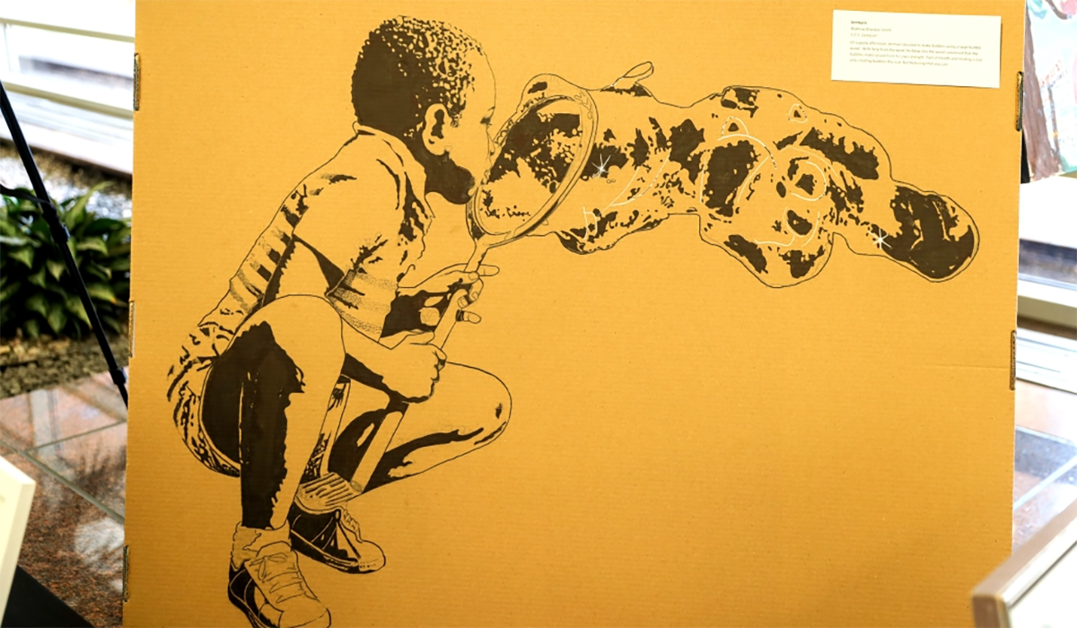 Artwork Cardboard Stencil Boy Bubbles