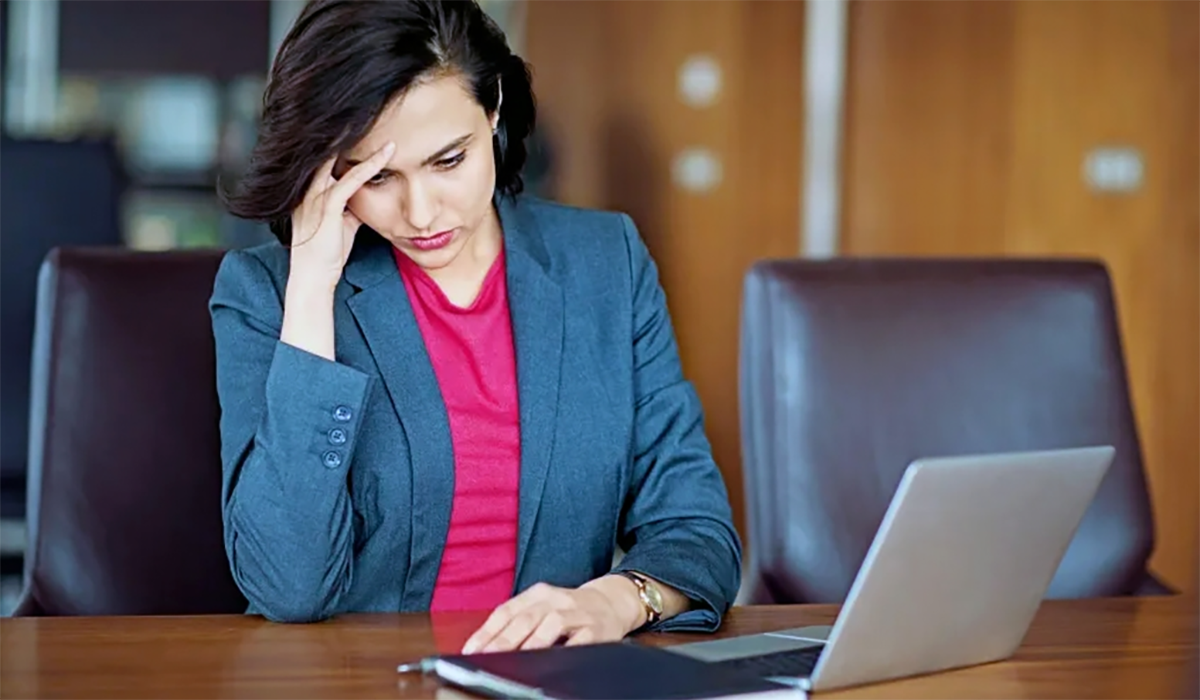 Business Woman Stressed Conference Room