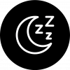 Black and white icon with a moon and three Zs.