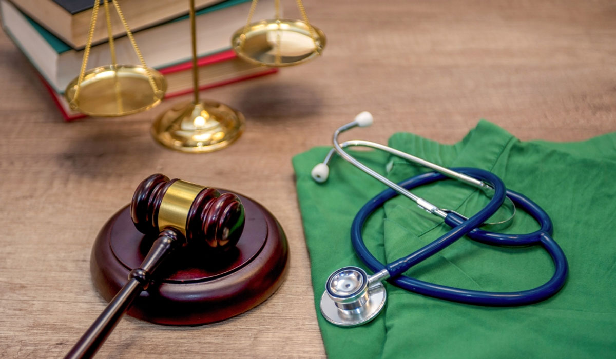 Gavel Stethoscope Scrubs Scales Books