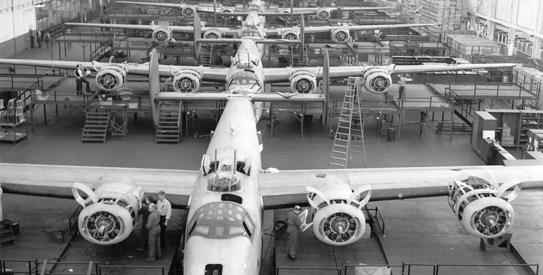 The Willow Run factory in Ypsilanti, Michigan, assembled B-24 bombers.