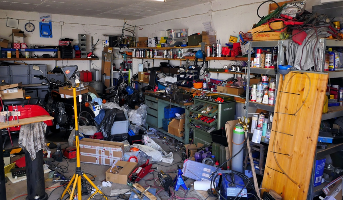 Messy Cluttered Garage Junk Hoarding