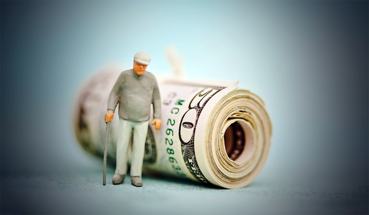 Miniature Elderly Man Cash Roll