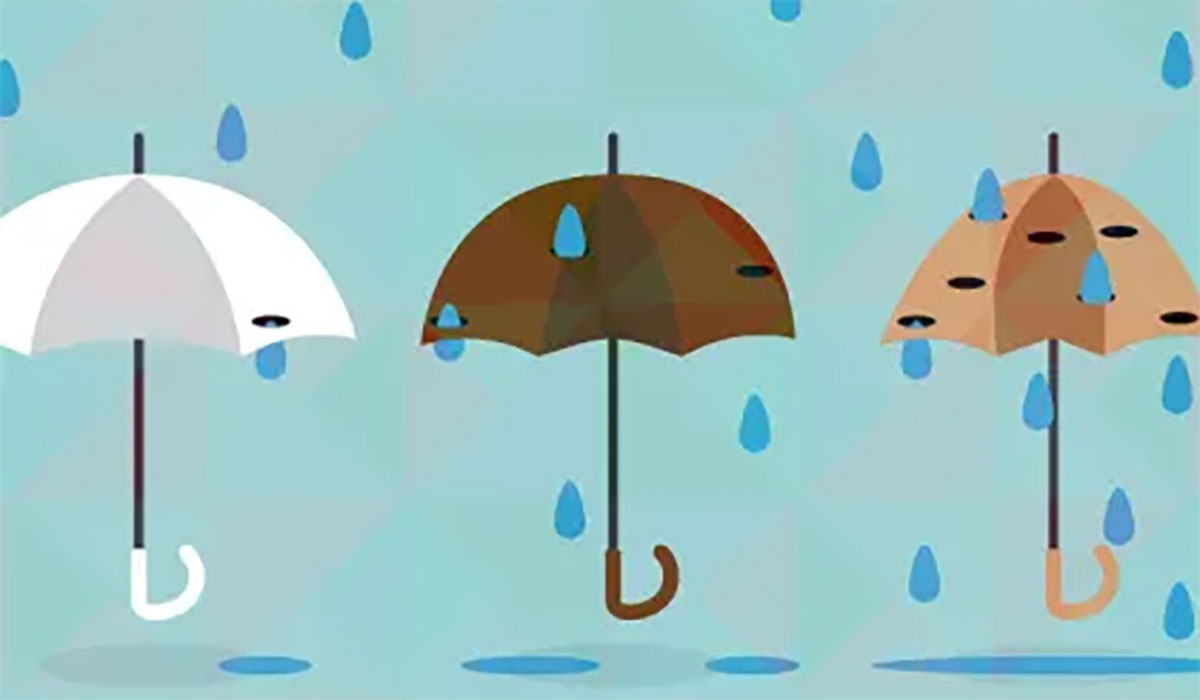 Umbrellas With Holes And Rain