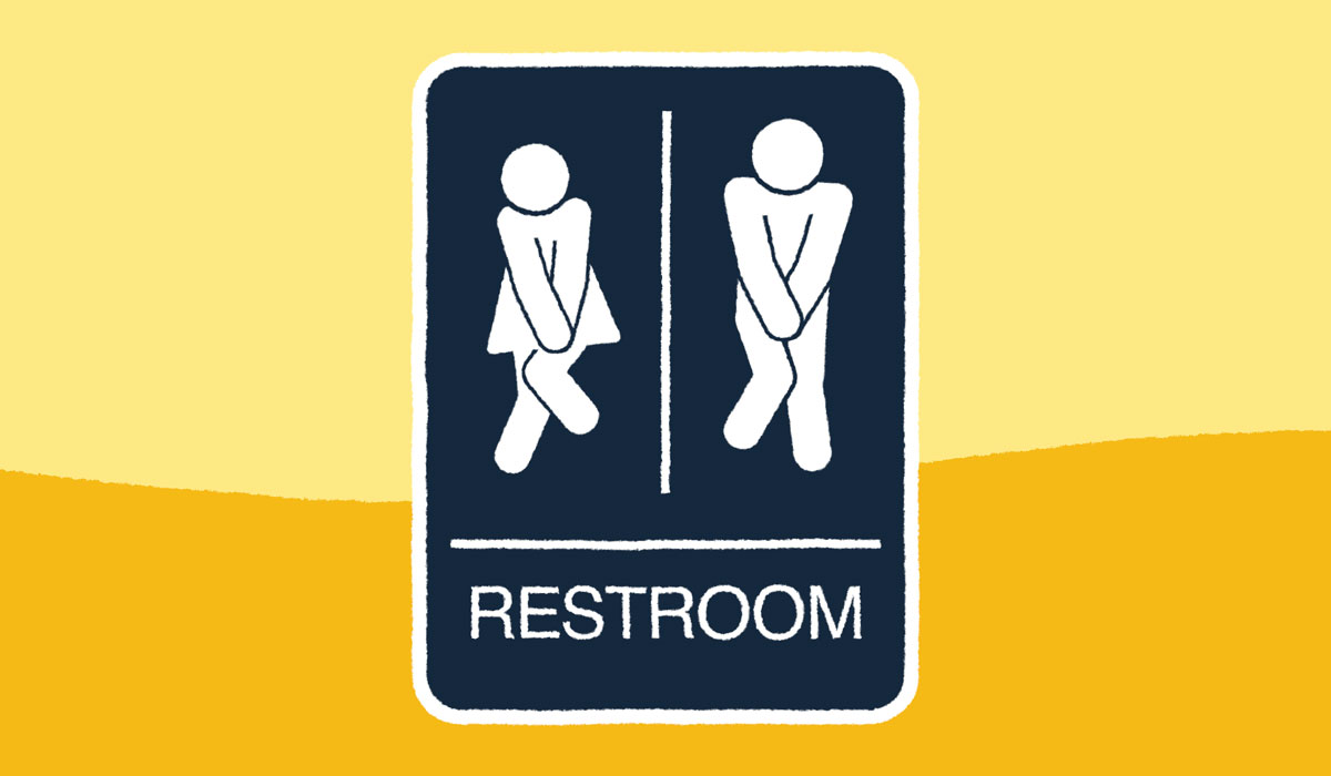 V2restroom Sign Holding Urine Bathroom
