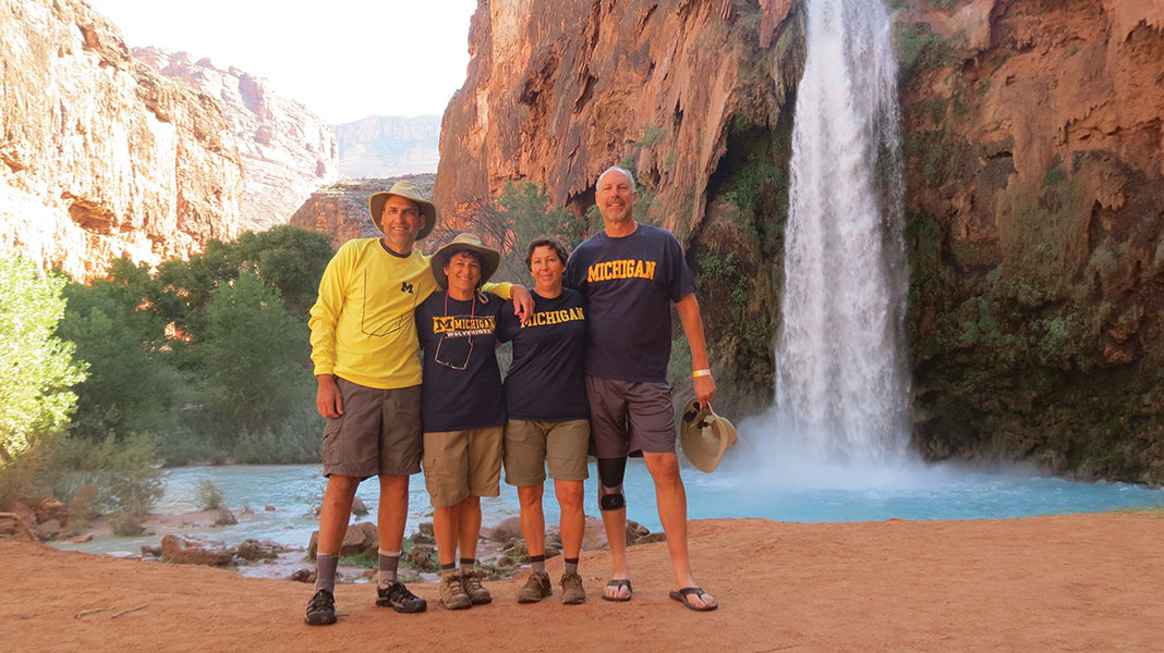 Ken Colton, MPH’85, Amy Colton, ’76, MSW’82, PhD’98, Lora Weingarden, ’82, and Mike Colton, ’75, took in the sights of Havasu Canyon, a side branch of the Grand Canyon, in October.