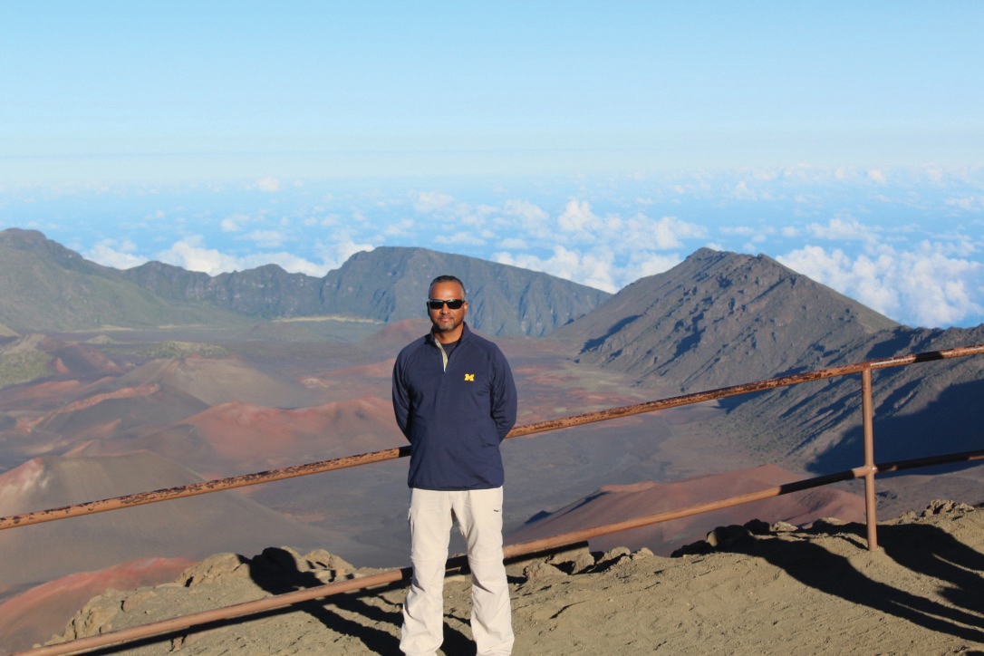 Gregg West, ’86, stands high atop the Haleakalā crater in Maui, Hawii, in October.